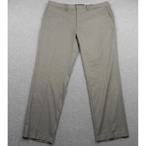 JM Haggar Premium Dress Pant Mens 42x32 Tan Khaki Straight Flat Front Trousers